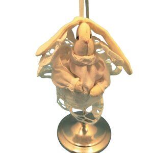 White Lace Bunny Ornament Easter Angel Rabbit Vintage Handcrafted Battenberg